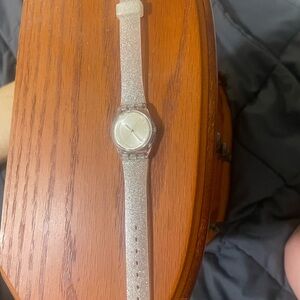 Silver Glitter Swatch Watch